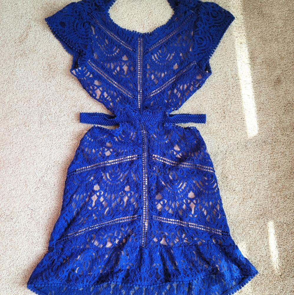 Backless Blue Mini Dress